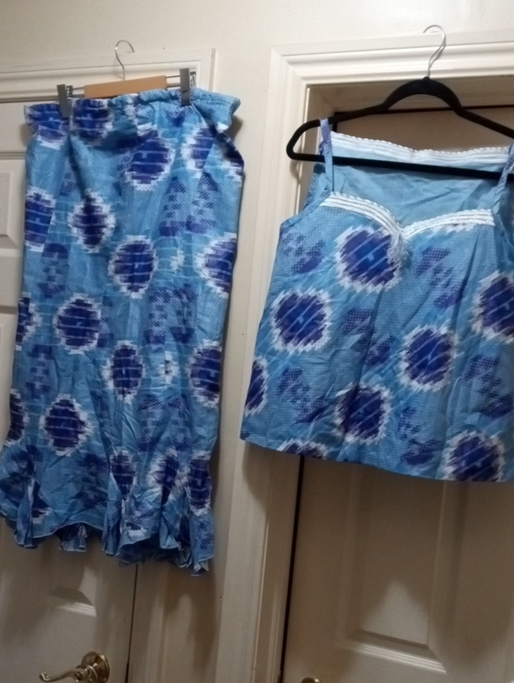 💲1⃣▶▶▶Blue Patterned  Skirt -SET  Bust 40 Waist Adjustable Up To 42w